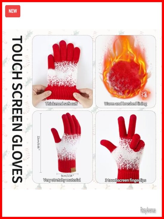 Winter Beanie Hat Touchscreen Gloves Long Scarf 3 Set Fleece Lined Knit Skull main image 4